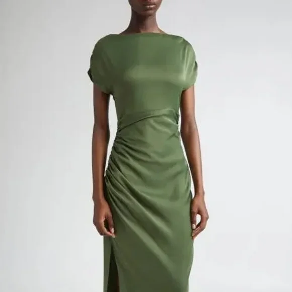 frank n furter costume green dress Nocturnal Green Ruched Mini Dress With Sash – Club L London main image 1